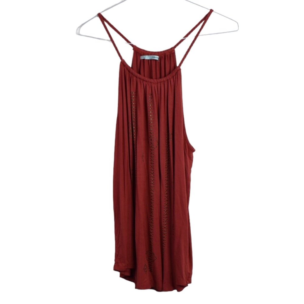 Maurices Blouse L Womens Beaded Stretch Sleeveless Studded Boho Hippie Tank Top